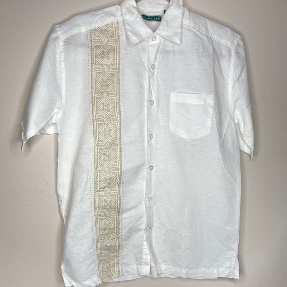 Linen cotton island button up shirt small